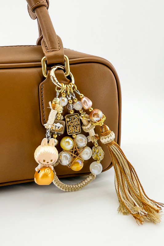 Colorful Glass Bead Tassel Charm + Card Combo