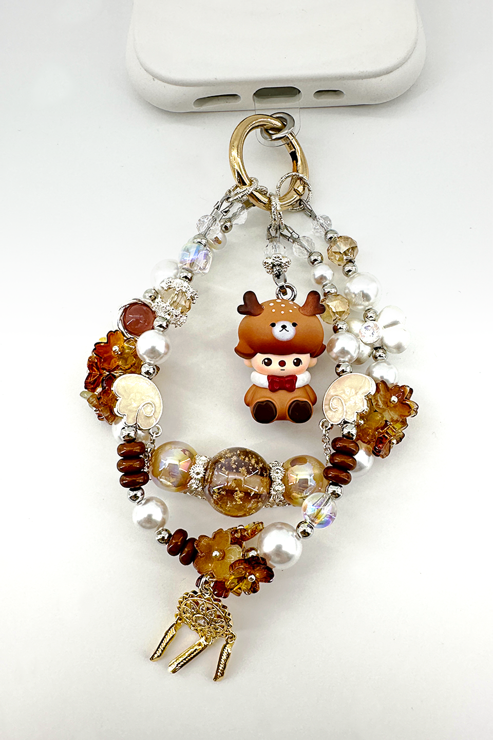 Amber & Crystal Flower Charm + Card Combo