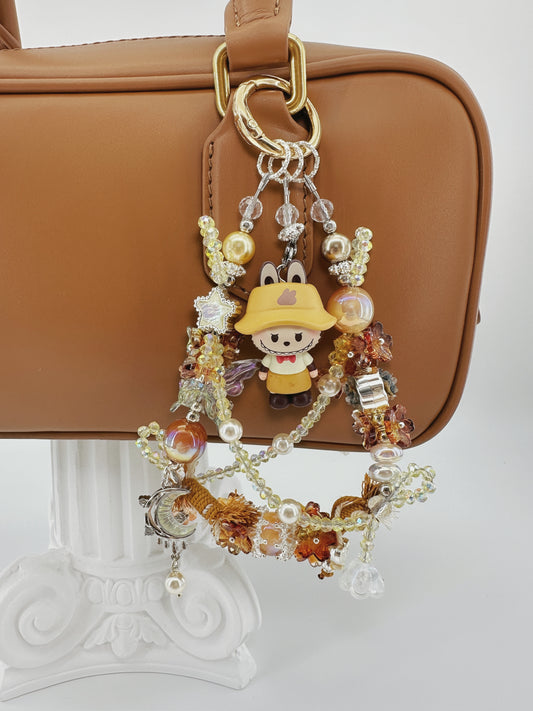 Flower beaded Brown Delivery Labubu Authentic Popbean Pearl Handmade Charm