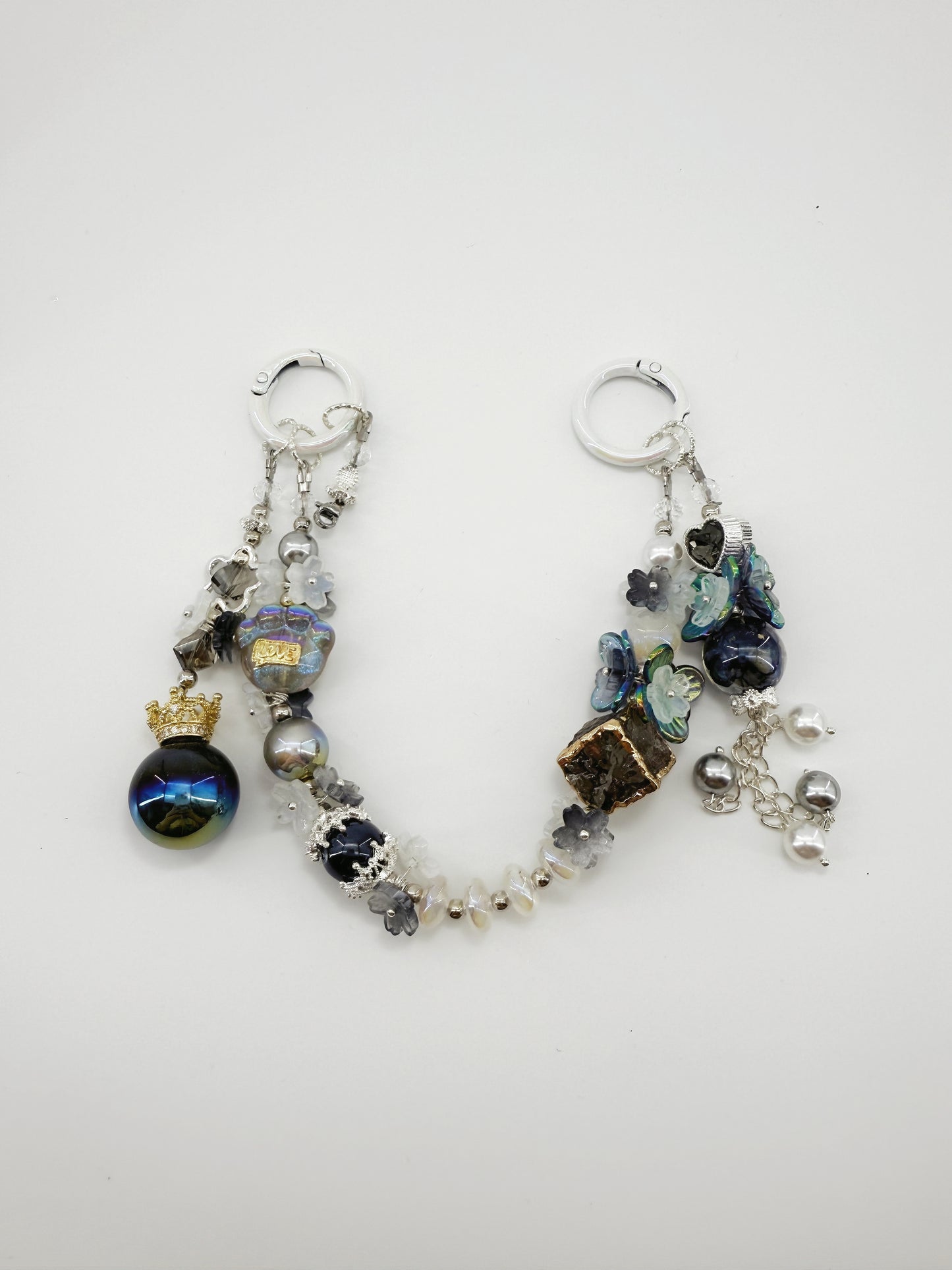 Handmade Charm ShangHai SKULLPANDA Popmart Authentic Pobean Butterfly Pearl Crystal Charm