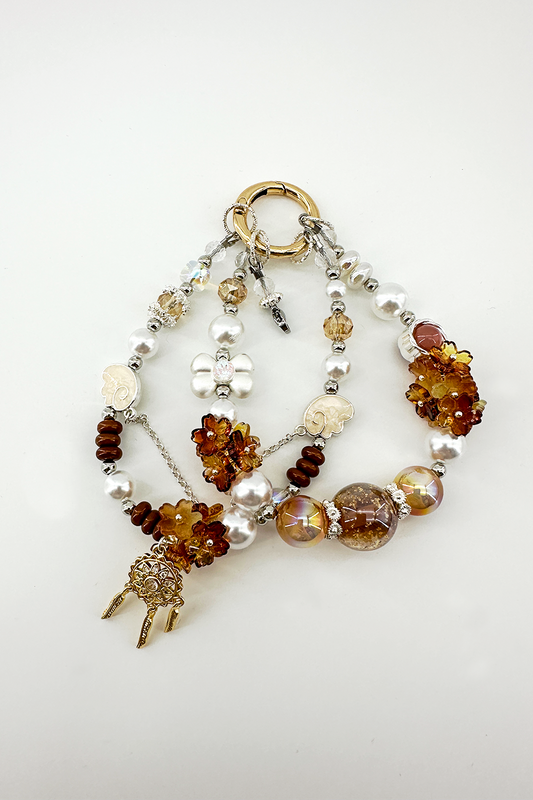 Amber & Crystal Flower Charm + Card Combo