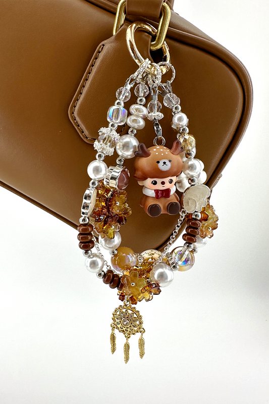 Amber & Crystal Flower Charm + Card Combo
