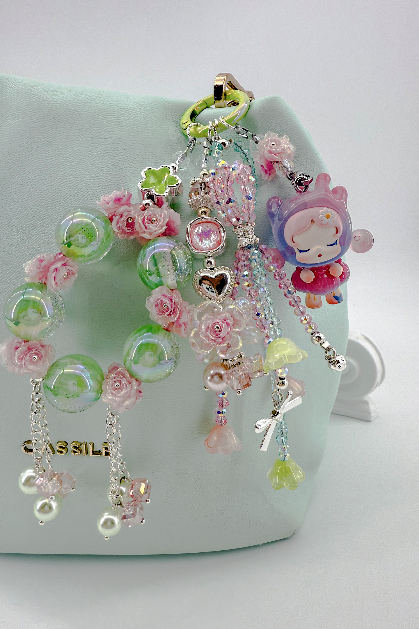 Rose & Peridot Blossom Crystal Charm + Card Combo