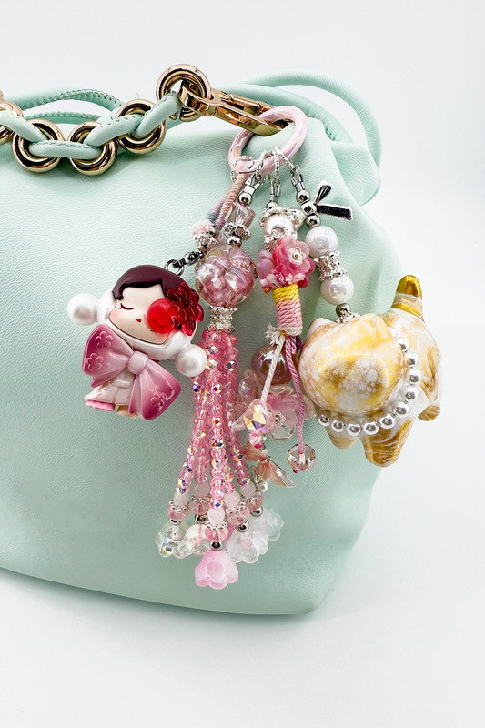 Tassel Keychain with Crystal Charm + Card Combo