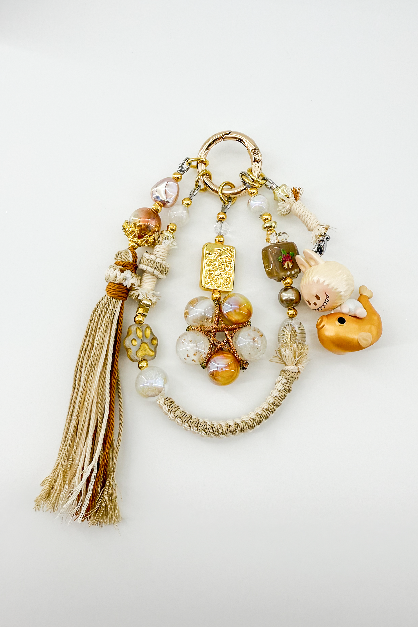 Colorful Glass Bead Tassel Charm + Card Combo