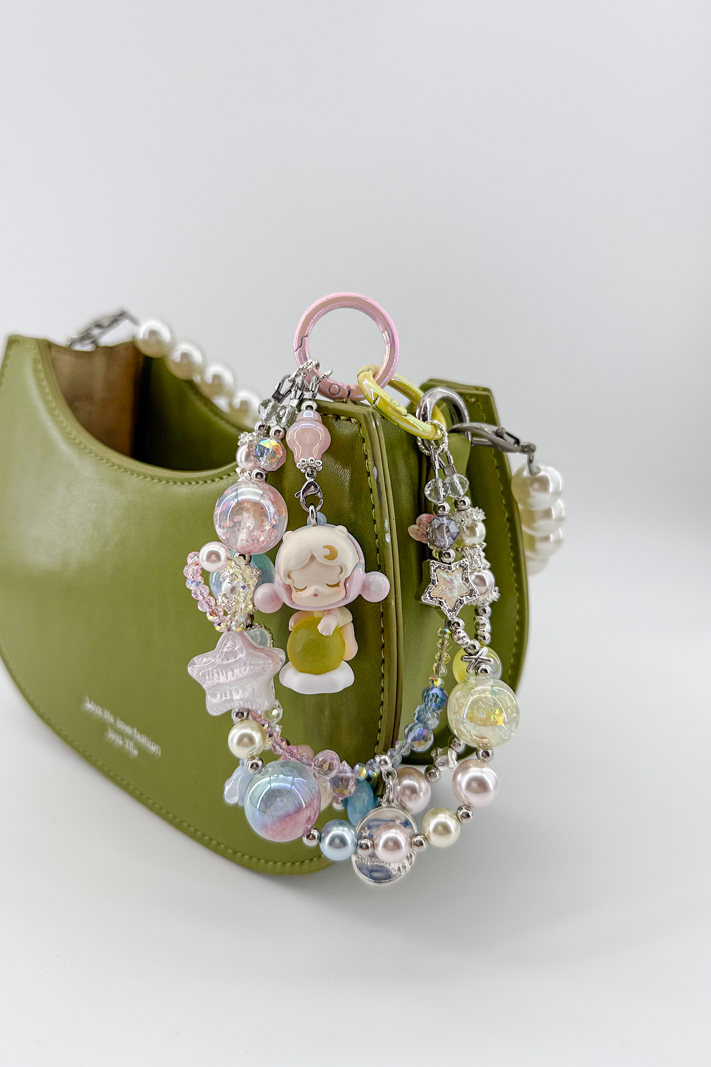 Sparkling Crystal & Pearl Charm + Card Combo