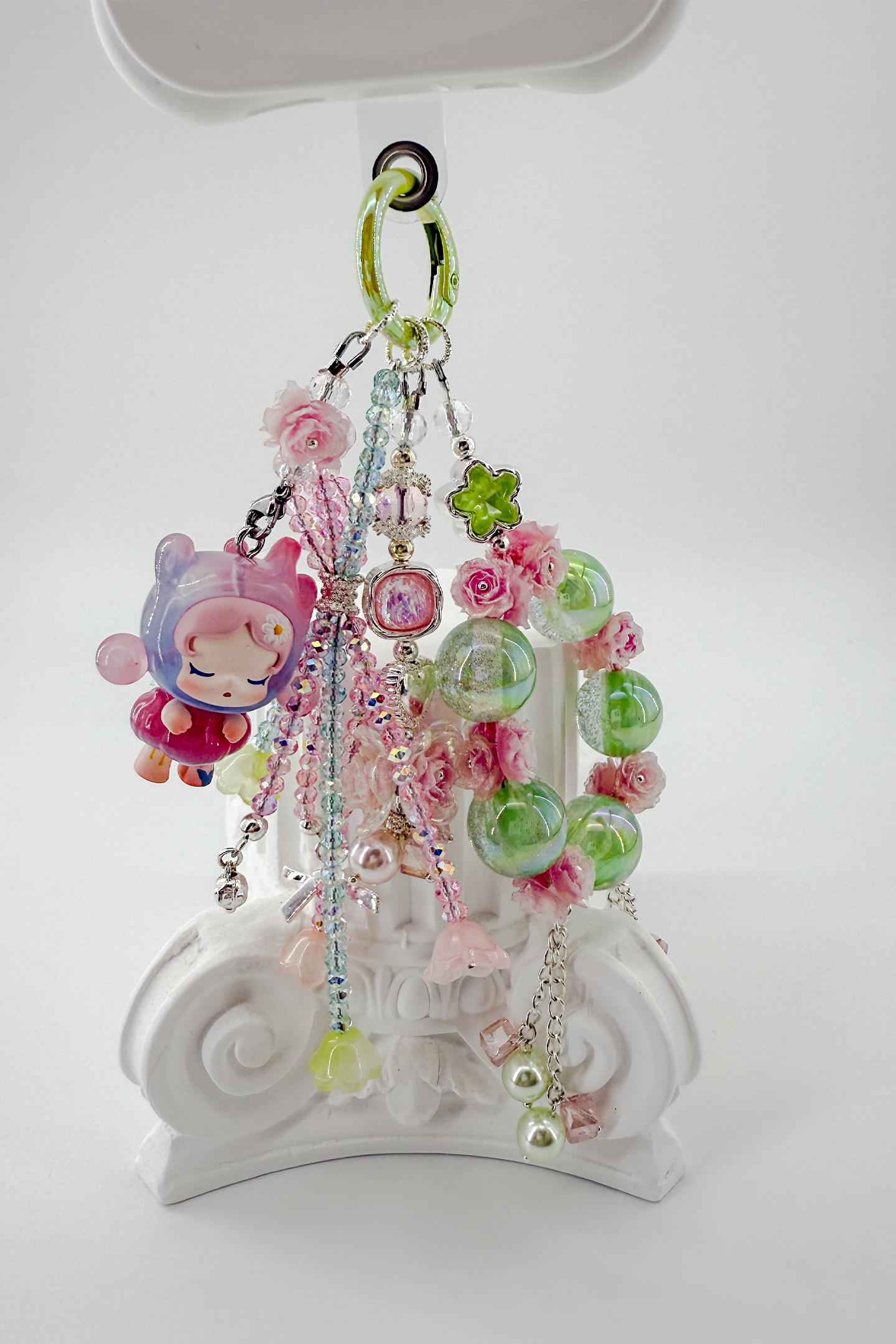 Rose & Peridot Blossom Crystal Charm + Card Combo