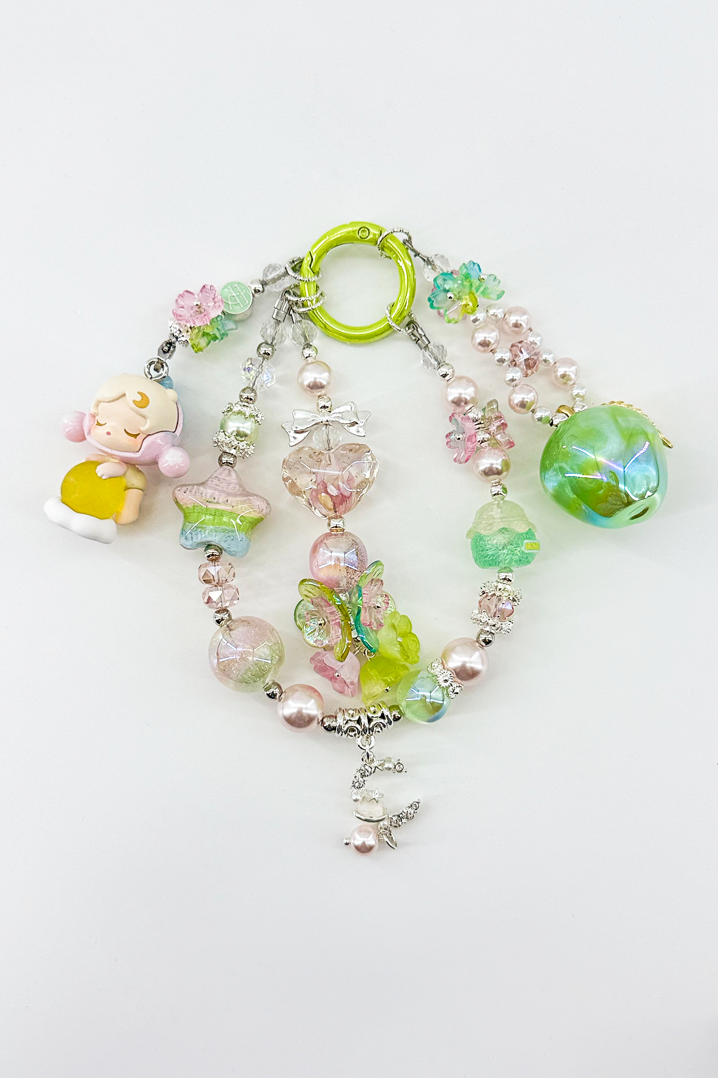 Green Candy Heart & Star Charm + Card Combo