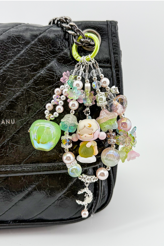 Green Candy Heart & Star Charm + Card Combo