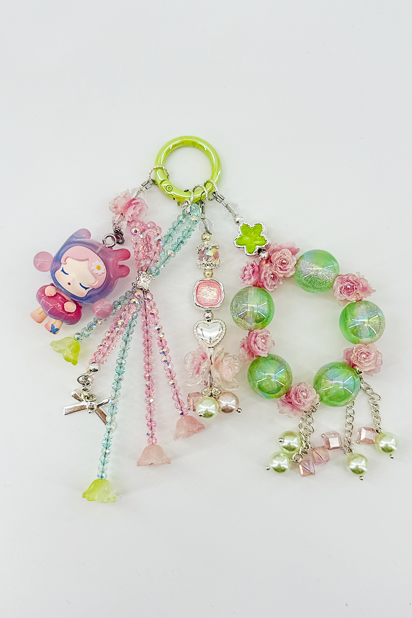 Rose & Peridot Blossom Crystal Charm + Card Combo