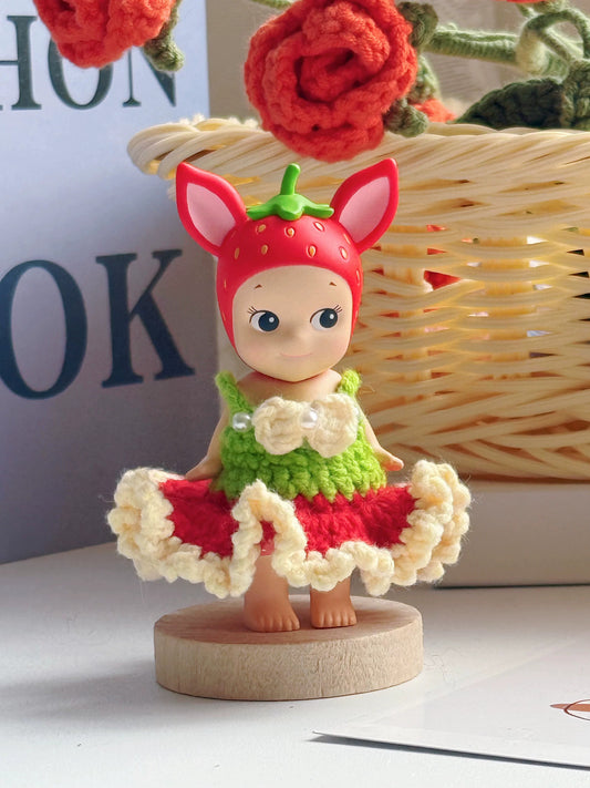 Sonny Angel Strawberry Handmade knitting clothes Flower long dress