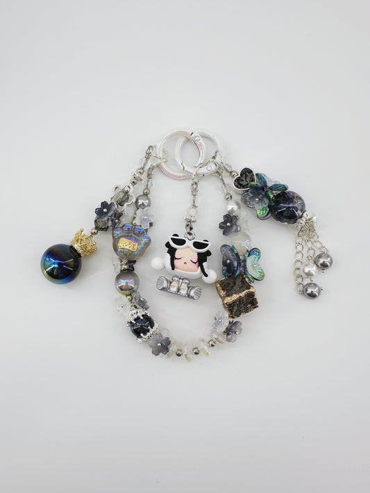 Handmade Charm ShangHai SKULLPANDA Popmart Authentic Pobean Butterfly Pearl Crystal Charm