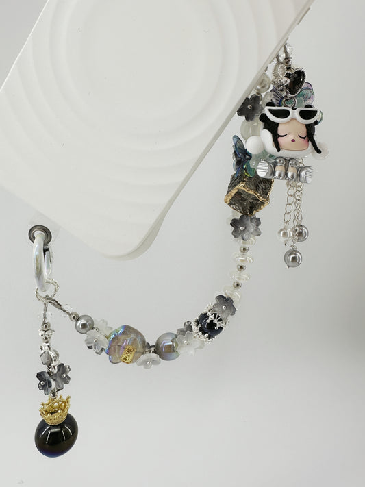 Handmade Charm ShangHai SKULLPANDA Popmart Authentic Pobean Butterfly Pearl Crystal Charm