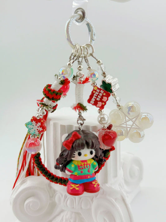 Hello Kitty Mini Figure Hand-knitted Phonecharm Bag Charm Pearl Tassel Charm