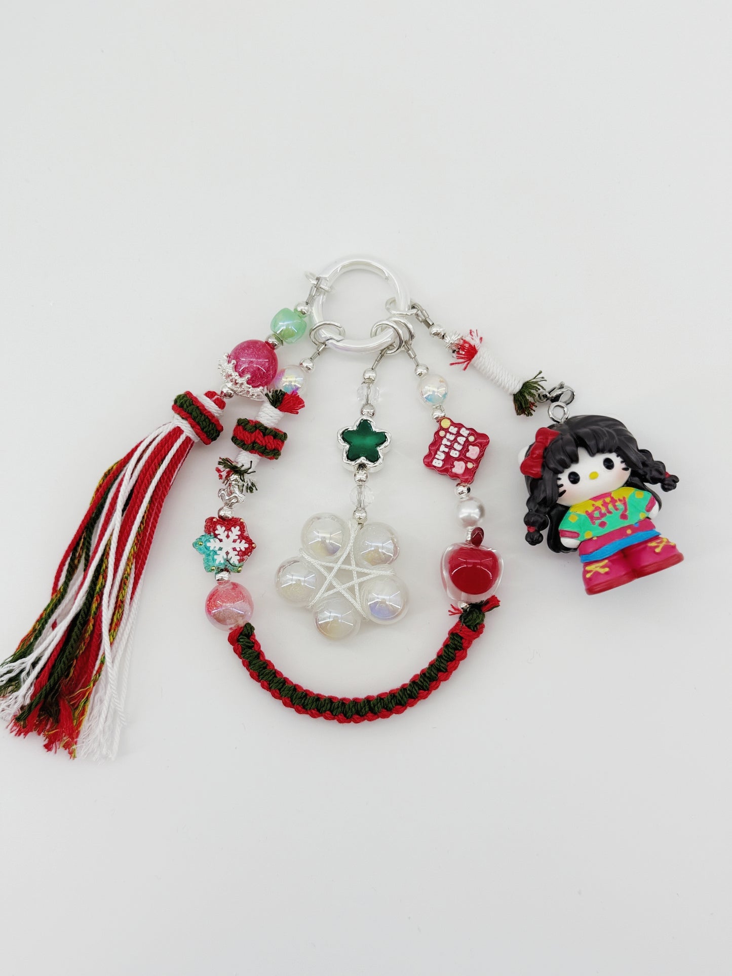 Hello Kitty Mini Figure Hand-knitted Phonecharm Bag Charm Pearl Tassel Charm