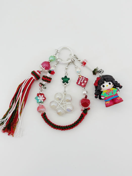 Hello Kitty Mini Figure Hand-knitted Phonecharm Bag Charm Pearl Tassel Charm