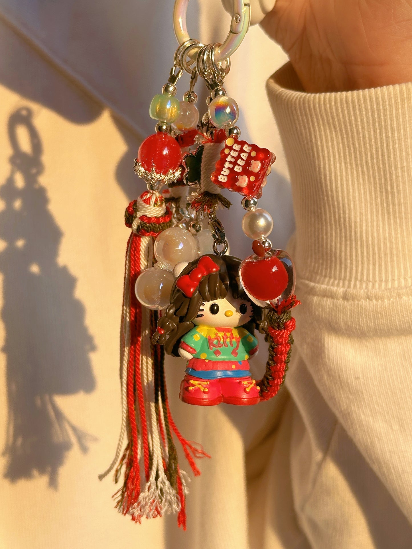 Hello Kitty Mini Figure Hand-knitted Phonecharm Bag Charm Pearl Tassel Charm