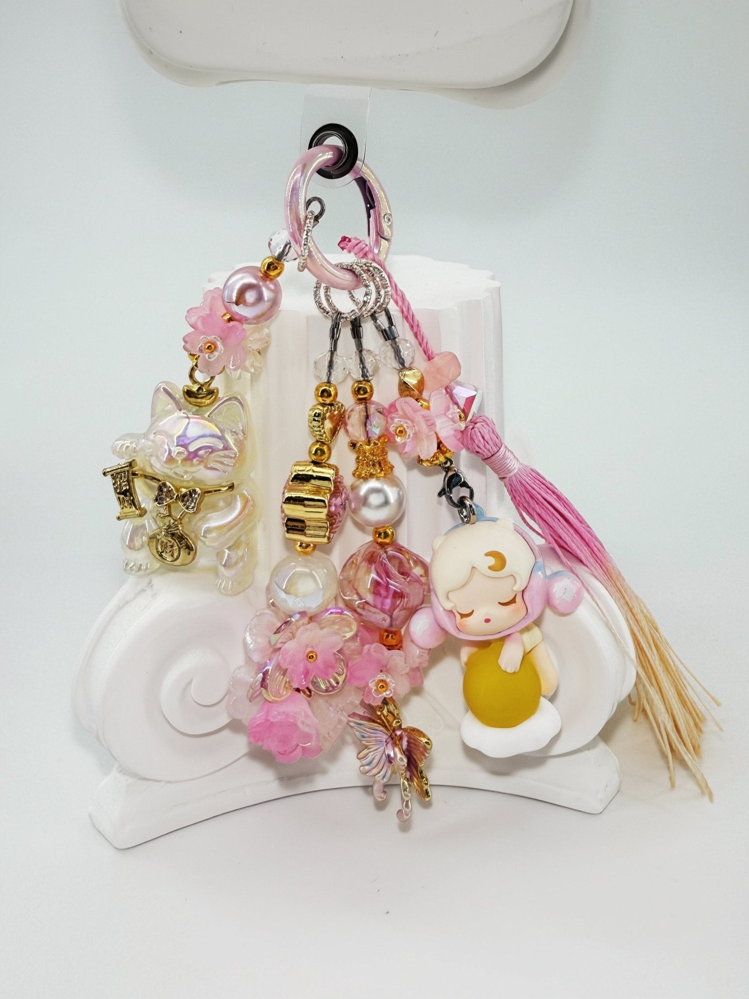 Handmade Short Charm SKULLPANDA Authentic Popbean Gradient Tassel Butterfly Kitty Charm + Card Combo - Chainswhisper