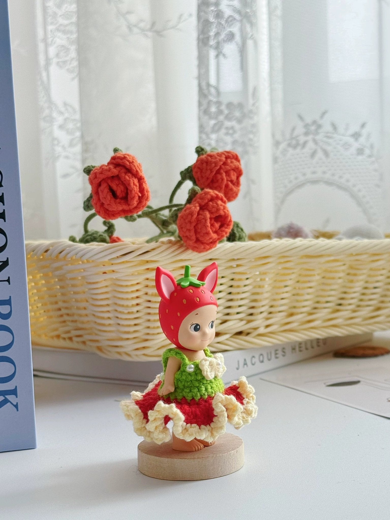 Sonny Angel Strawberry Handmade knitting clothes Flower long dress - Chainswhisper