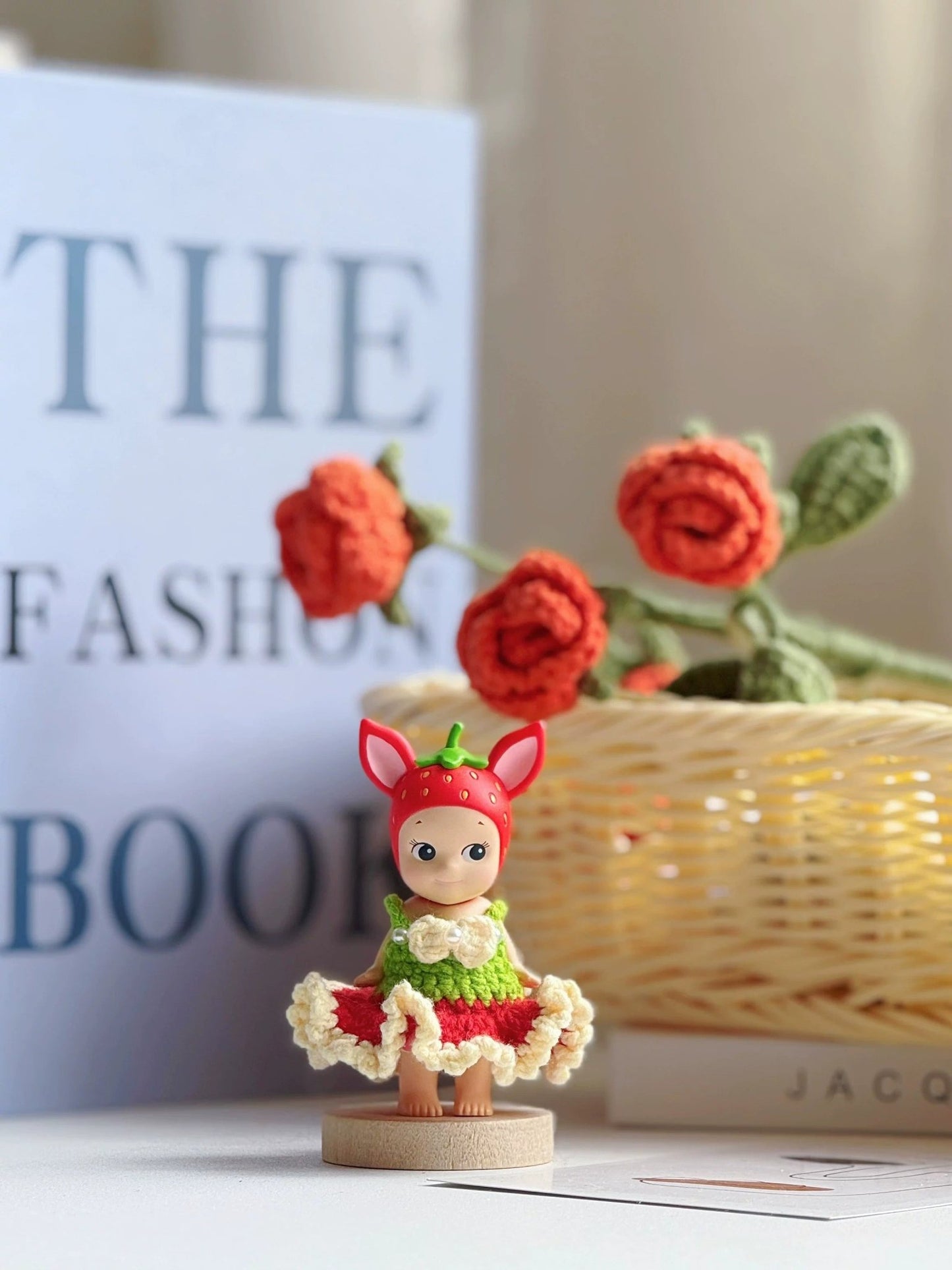 Sonny Angel Strawberry Handmade knitting clothes Flower long dress - Chainswhisper