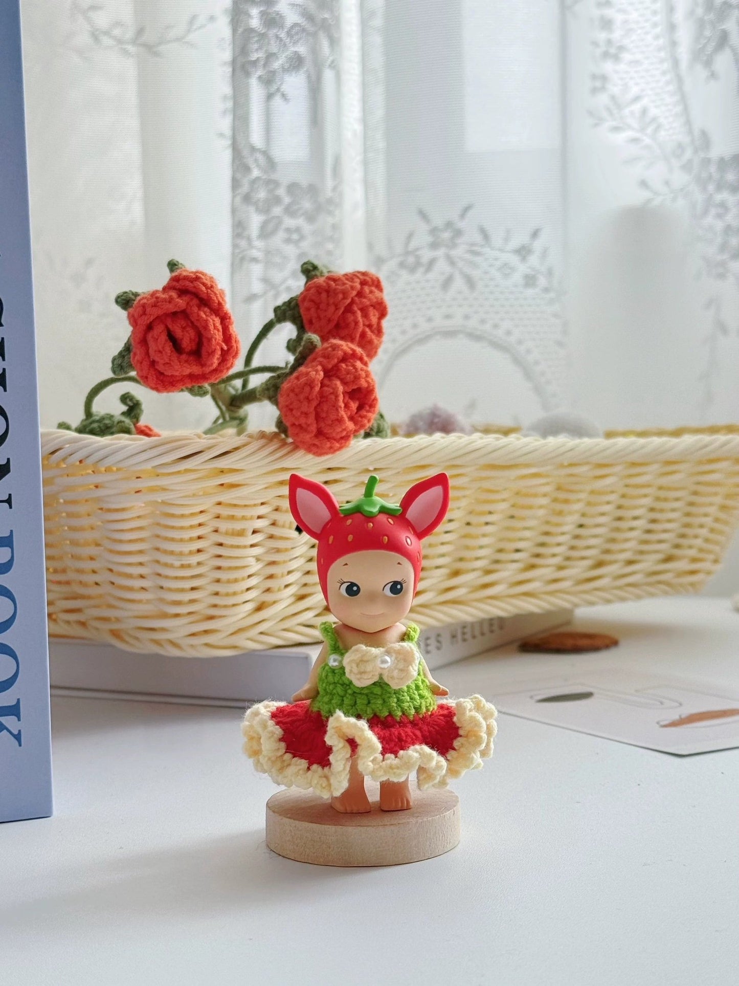 Sonny Angel Strawberry Handmade knitting clothes Flower long dress - Chainswhisper